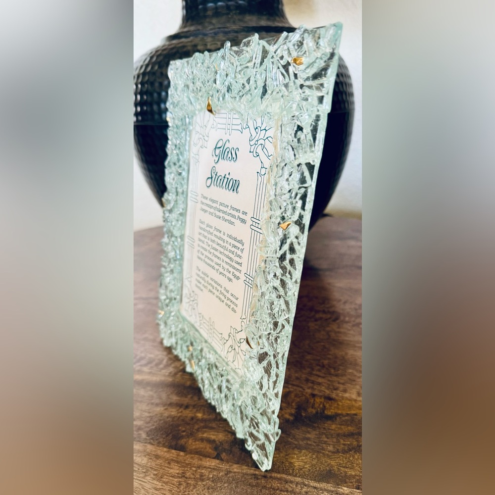 Vintage 5x7 fused glass frame handcrafted one of a kind gift wedding pictures - Picture 5 of 10